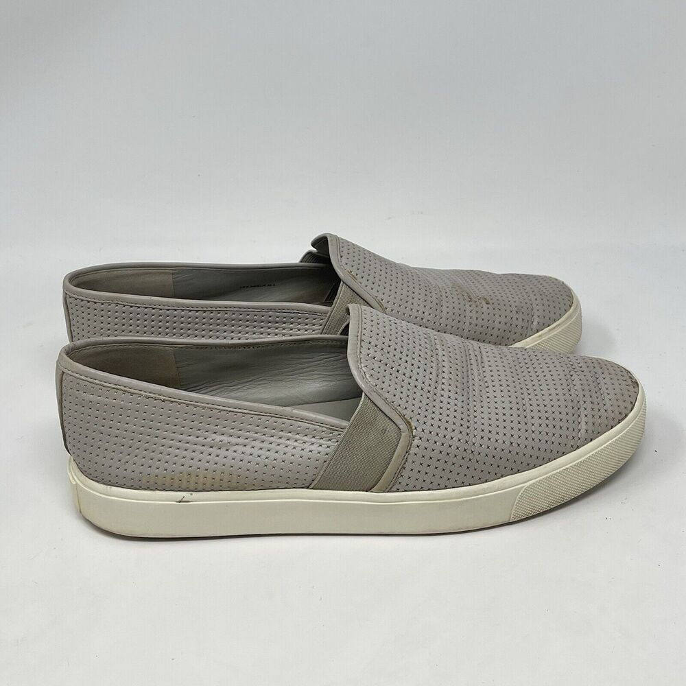 Vince Blair 5 Shoes Womens 8.5 Gray Leather Slip On Perforated Loafers Sneakers
